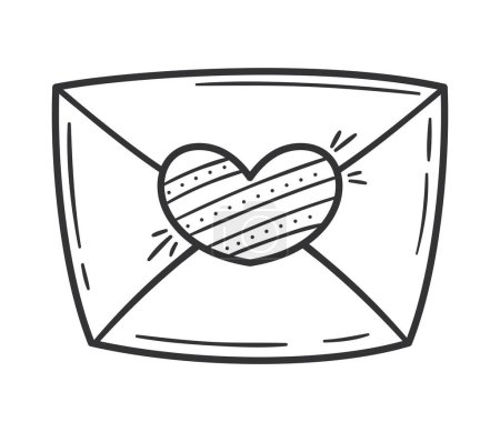 Téléchargez les illustrations : Heart love in envelope line style - en licence libre de droit