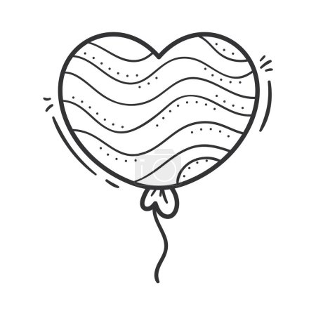 Illustration for Heart love balloon helium line style - Royalty Free Image