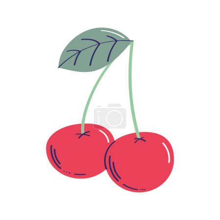 Illustration for Fresh cherries fruits healthy icon - Royalty Free Image