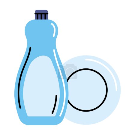 Téléchargez les illustrations : Icône de produit de nettoyage de bouteille lave-vaisselle - en licence libre de droit