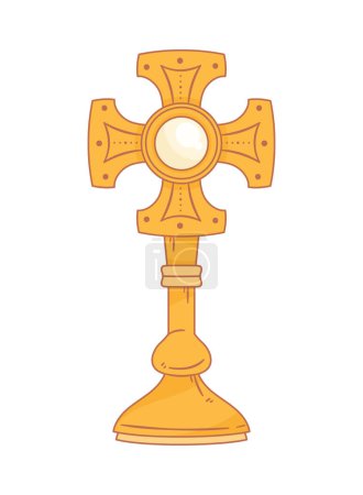 Illustration for Catholic golden cross sacred accessory - Royalty Free Image