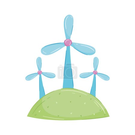 Téléchargez les illustrations : Ecology windmill sustainable icon isolated - en licence libre de droit
