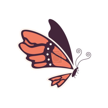 Téléchargez les illustrations : Red butterfly insect flying icon - en licence libre de droit