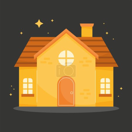 Illustration for House front facade in poster - Royalty Free Image