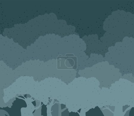 Illustration for Trees forest night landscape scene - Royalty Free Image