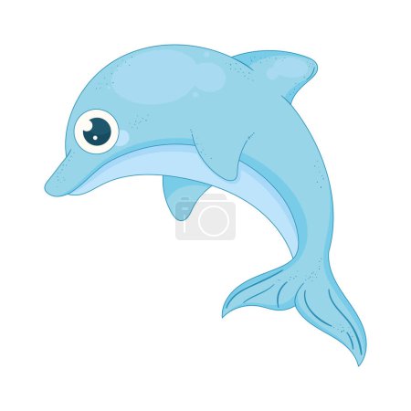 Illustration for Dolphin swiming sealife animal icon - Royalty Free Image