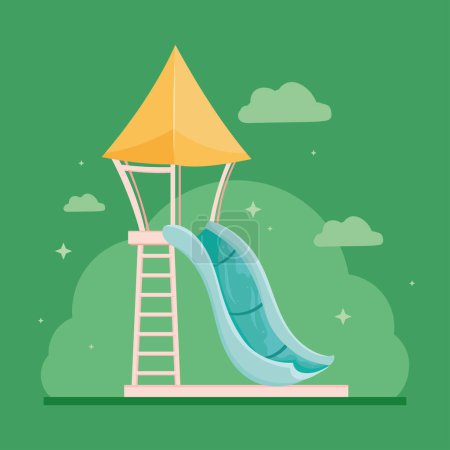 Illustration for Water park slide with roof scene - Royalty Free Image