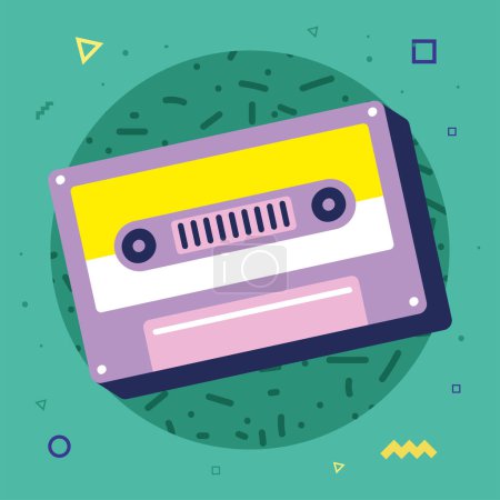 Téléchargez les illustrations : Retro cassette music nostalgic icon - en licence libre de droit