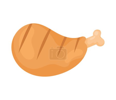 Téléchargez les illustrations : Chicken thigh grill food icon - en licence libre de droit