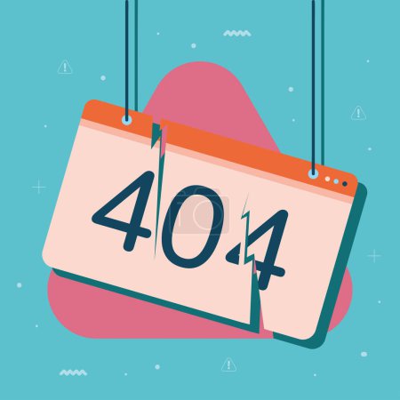 Illustration for 404 error in webpage hanging icon - Royalty Free Image