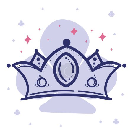 Ilustración de Corona azul con icono de piedra - Imagen libre de derechos
