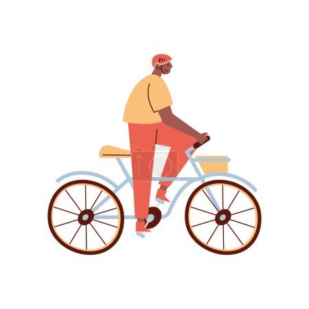 Illustration for Afro man in bicycle icon - Royalty Free Image