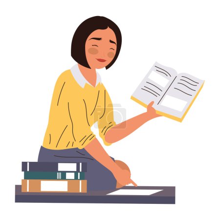 Illustration for Female teacher with books character - Royalty Free Image