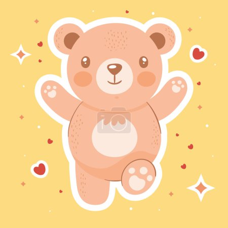 Téléchargez les illustrations : Mignon ours orange célébrant caractère - en licence libre de droit