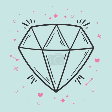 Téléchargez les illustrations : Pierre de diamant joliment avec des cœurs - en licence libre de droit
