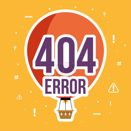 Ilustración de Error 404 en con globo aire caliente icono - Imagen libre de derechos