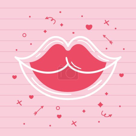 Téléchargez les illustrations : Lèvres roses femelles embrasser icône - en licence libre de droit