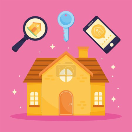 Ilustración de Real estate set icons and house - Imagen libre de derechos