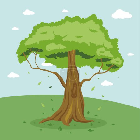 Illustration for Tree plant in grass scene - Royalty Free Image