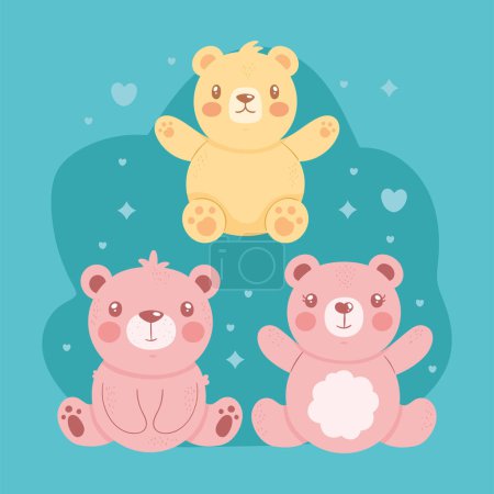Illustration for Three little bears cute characters - Royalty Free Image