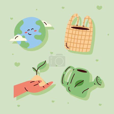 Ilustración de Cuatro iconos de conjunto ecológico - Imagen libre de derechos