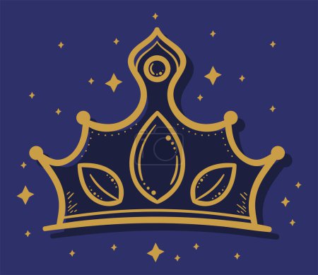 Ilustración de Golden crown with stones icon - Imagen libre de derechos