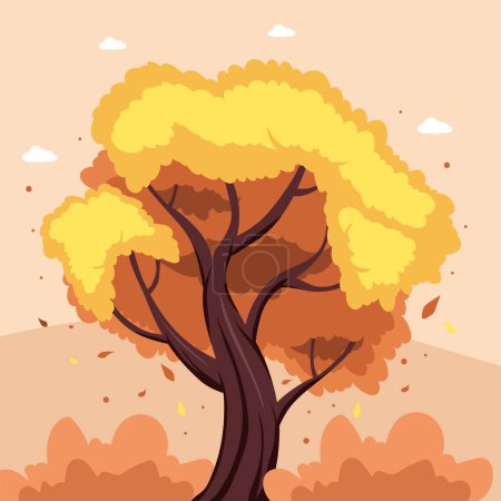 Ilustración de Forest with orange tree scene - Imagen libre de derechos