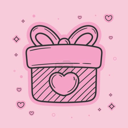 Téléchargez les illustrations : Coeur amour dans cadeau icône - en licence libre de droit