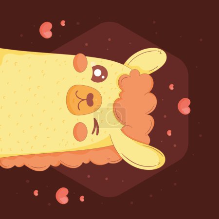 Illustration for Llama with love hearts character - Royalty Free Image