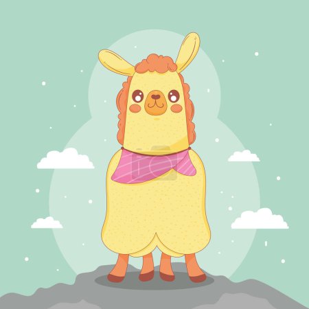 Ilustración de Llama peruana de pie carácter animal - Imagen libre de derechos