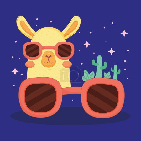 Ilustración de Llama con carácter de gafas de sol de verano - Imagen libre de derechos