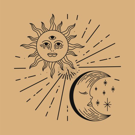 Illustration for Sun and crescent moon icons - Royalty Free Image