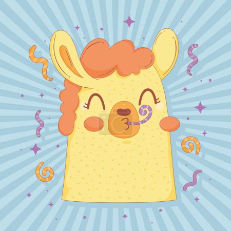 Ilustración de Llama peruana celebrando fiesta carácter - Imagen libre de derechos