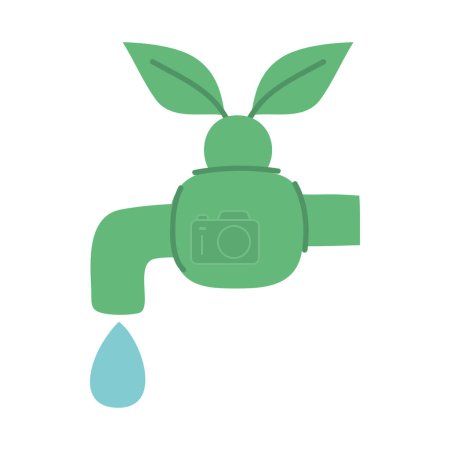 Illustration for Green water faucet ecology icon - Royalty Free Image