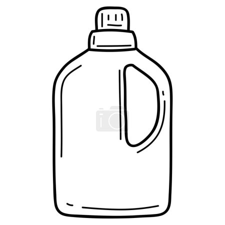 Téléchargez les illustrations : Détergent bouteille nettoyage doodle icône - en licence libre de droit