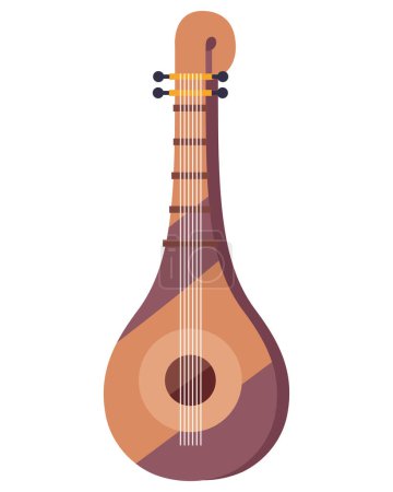 Téléchargez les illustrations : Culture indienne sitar instrument icône - en licence libre de droit