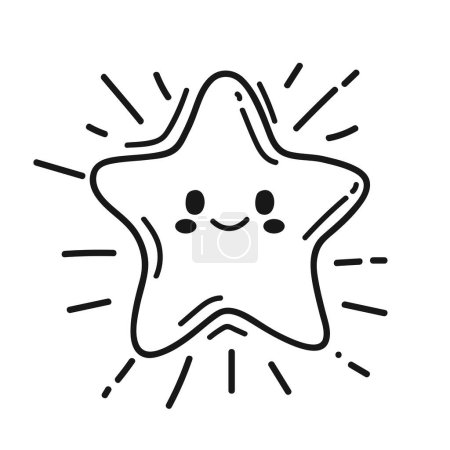 Téléchargez les illustrations : Star kawaii character doodle style - en licence libre de droit