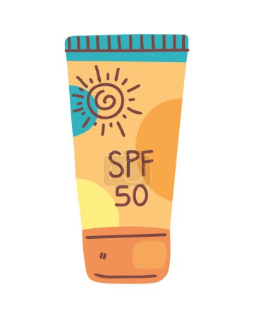 Téléchargez les illustrations : Icône de tube de crème solaire bloqueur - en licence libre de droit