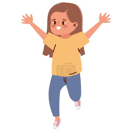 Illustration for Happy little girl celebrating character - Royalty Free Image