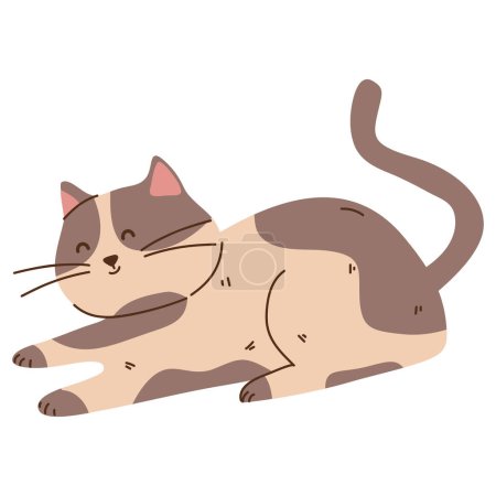 Illustration for Brown cat lying mascot character - Royalty Free Image