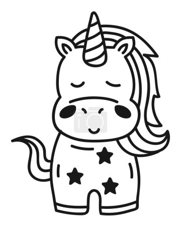Téléchargez les illustrations : Licorne avec étoiles personnage doodle - en licence libre de droit