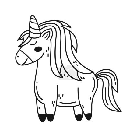 Ilustración de Lindo unicornio animal doodle carácter - Imagen libre de derechos