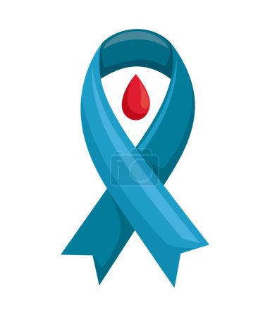 Illustration for Diabetes ribbon campaign with blood icon - Royalty Free Image
