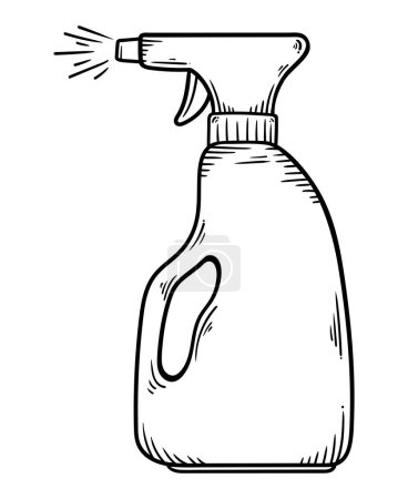 Téléchargez les illustrations : Vaporisateur nettoyage bouteille icône doodle - en licence libre de droit