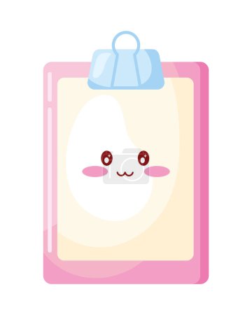 Illustration for Pink clipboard kawaii style character - Royalty Free Image