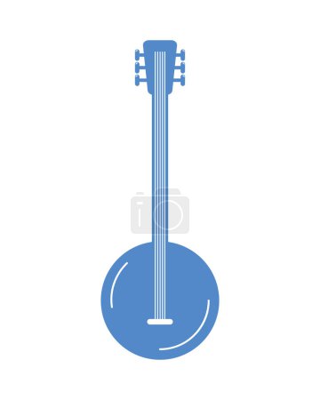Téléchargez les illustrations : Blue banjo instrument musical icon - en licence libre de droit
