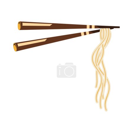 Téléchargez les illustrations : Chopsticks with spaghetti japanese food - en licence libre de droit
