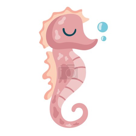 Illustration for Pink seahorse sealife animal icon - Royalty Free Image