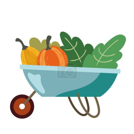Illustration for Fresh vegetables in wheelbarrow icon - Royalty Free Image
