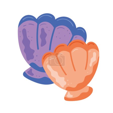 Illustration for Purple and orange shells sealife icon - Royalty Free Image